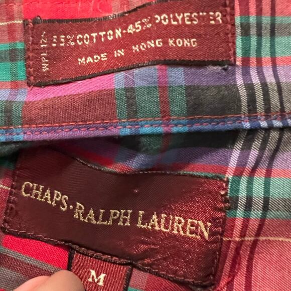 NEW Chaps Ralph Lauren Button Down Shirt in Red Blue Plaid Size Medium - Picture 4 of 5
